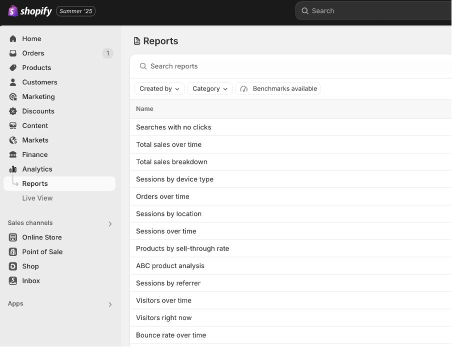 reports for Shopify
