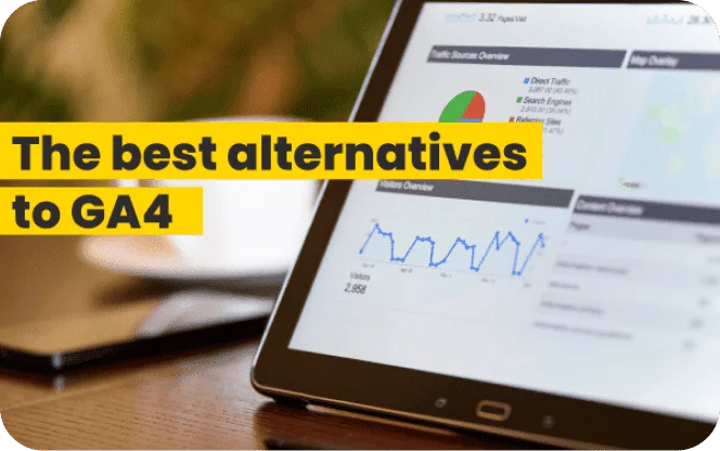 Tablet displaying website analytics dashboard with traffic charts, illustrating the best alternatives to GA4.