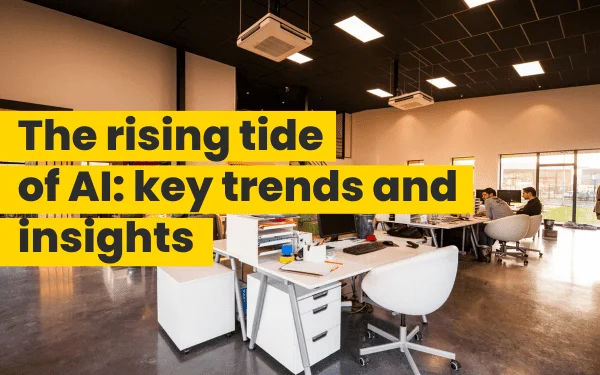 Modern open-plan office with workstations, symbolizing AI trends insights relevant to Gartner research for B2B tech providers.