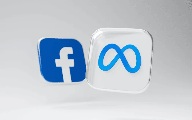 Facebook and Meta logos side by side, representing Facebook GA4 tracking integration