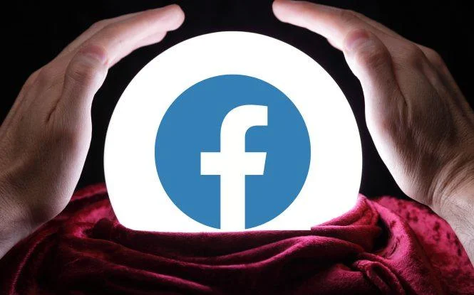 A glowing crystal ball with the Facebook logo, symbolizing predicting ROI on Facebook ads.