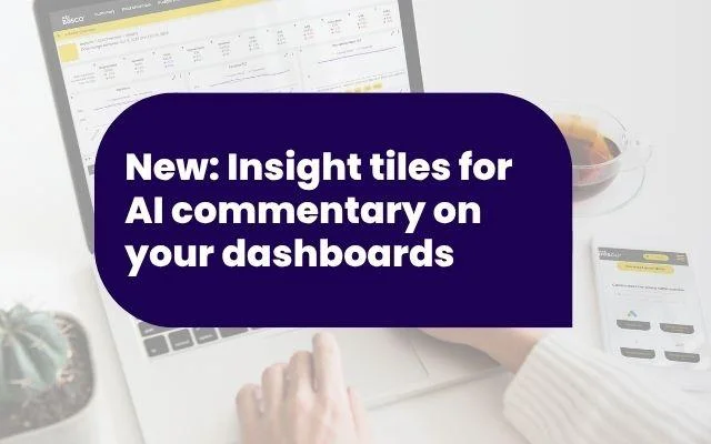 Announcement banner introducing new insight tiles that add AI commentary to dashboard views.
